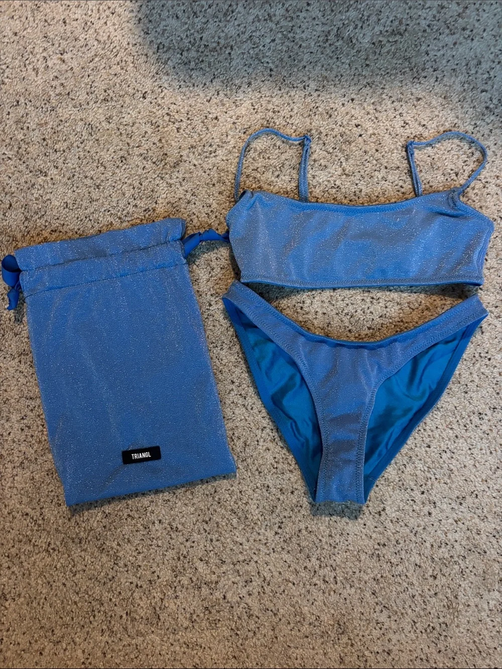 triangl swimwear Blue Shimmer Bikini Set with Pouch